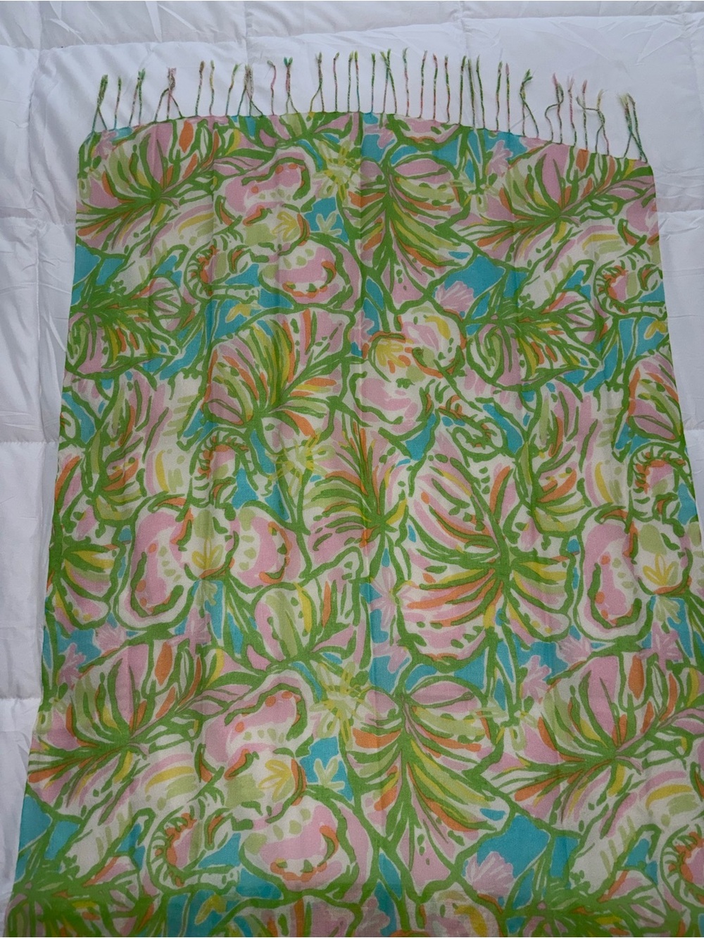 Lilly Pulitzer Murfee scarf Elephant Ears large 72x 27 pink green blue orange